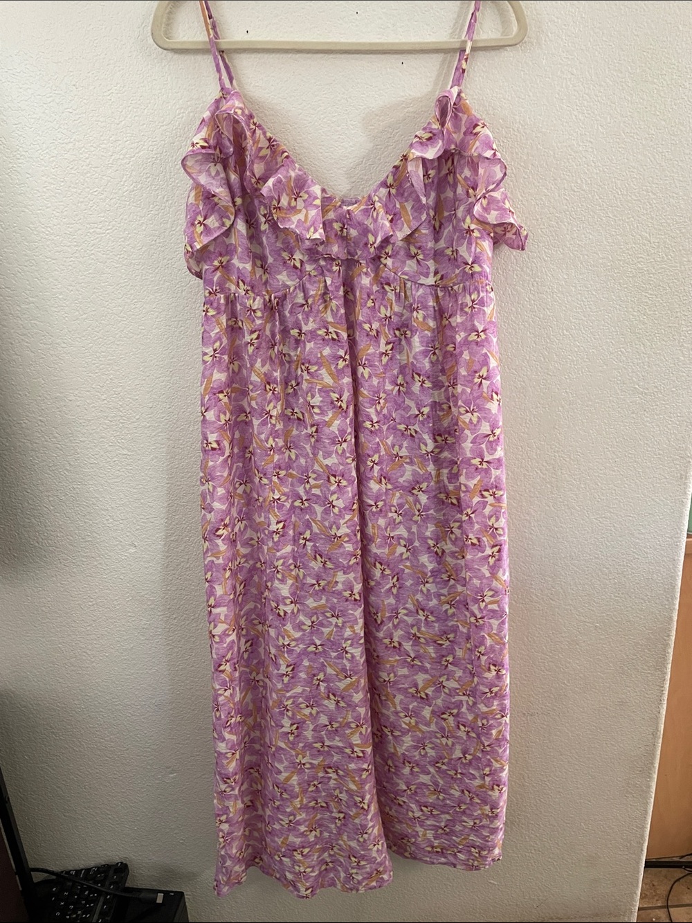 H&M Lavender Cream Floral maxi dine summer dress 19x45 y2k resort L